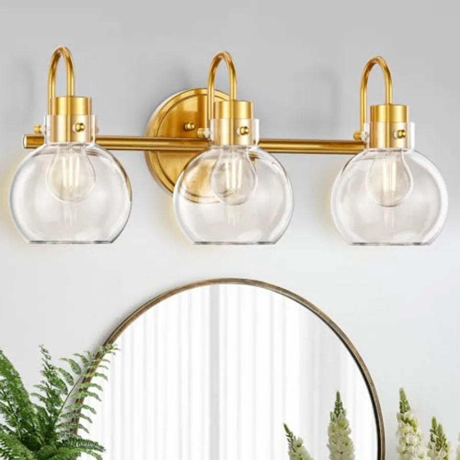 3-Light Vanity Light, Bathroom Light Fixtures, Farmhouse Wall Sconces with Globe Clear Glass Shade, Porch Wall Mount Lamp for M
3-Light Vanity Light, Bathroom Light Fixtures, Farmhouse Wall Sconces with Globe Clear Glass Shade, Porch Wall Mount Lamp for M