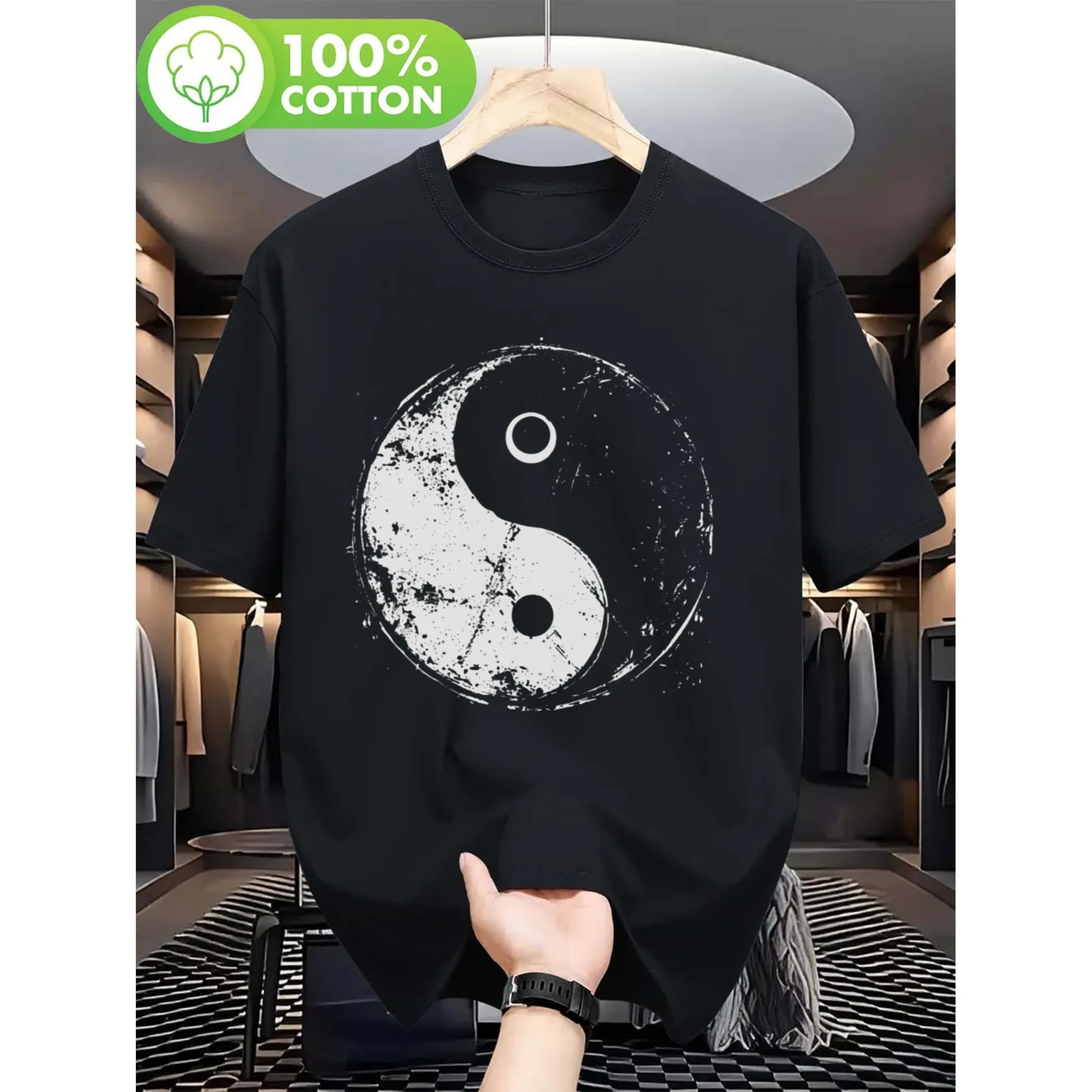 Yin Yang Tai Chi Graphic Tee Men's Distressed Cotton Short Sleeve Crew Neck Casual T Shirt
Yin Yang Tai Chi Graphic Tee Men's Distressed Cotton Short Sleeve Crew Neck Casual T Shirt