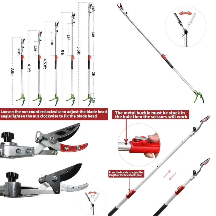 Pruner for Garden, Cut Upto 1 Inch and Hold Telescopic Pole Pruner, Fruit Picker with Rotating Blade Head, Lightweight Aluminum
Pruner for Garden, Cut Upto 1 Inch and Hold Telescopic Pole Pruner, Fruit Picker with Rotating Blade Head, Lightweight Aluminum