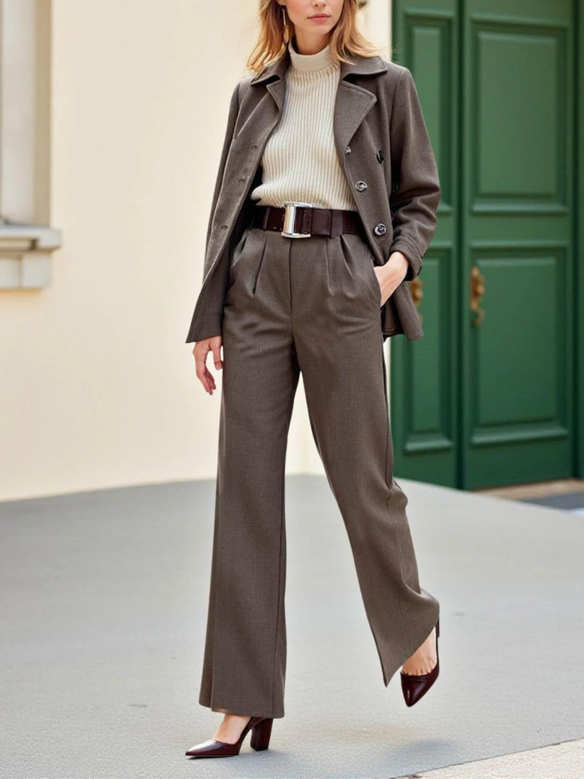Women Blazer Coat And High Waist Wide Leg Pants For Elegant Office Business And Daily Wear
Women Blazer Coat And High Waist Wide Leg Pants For Elegant Office Business And Daily Wear