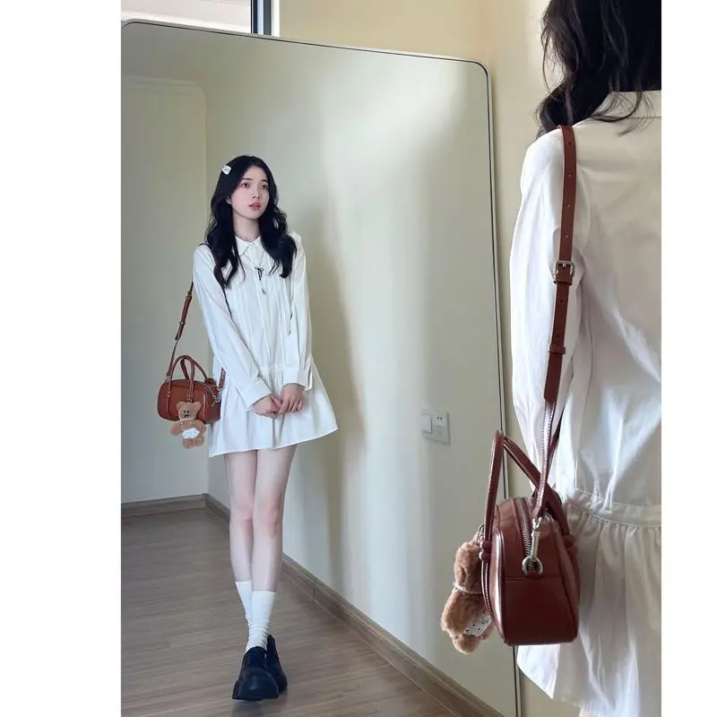 White Long Sleeve Shirt Dress Women's Early Autumn 2026 College Style Small Size Korean System Fashionable Matching Set
White Long Sleeve Shirt Dress Women's Early Autumn 2026 College Style Small Size Korean System Fashionable Matching Set