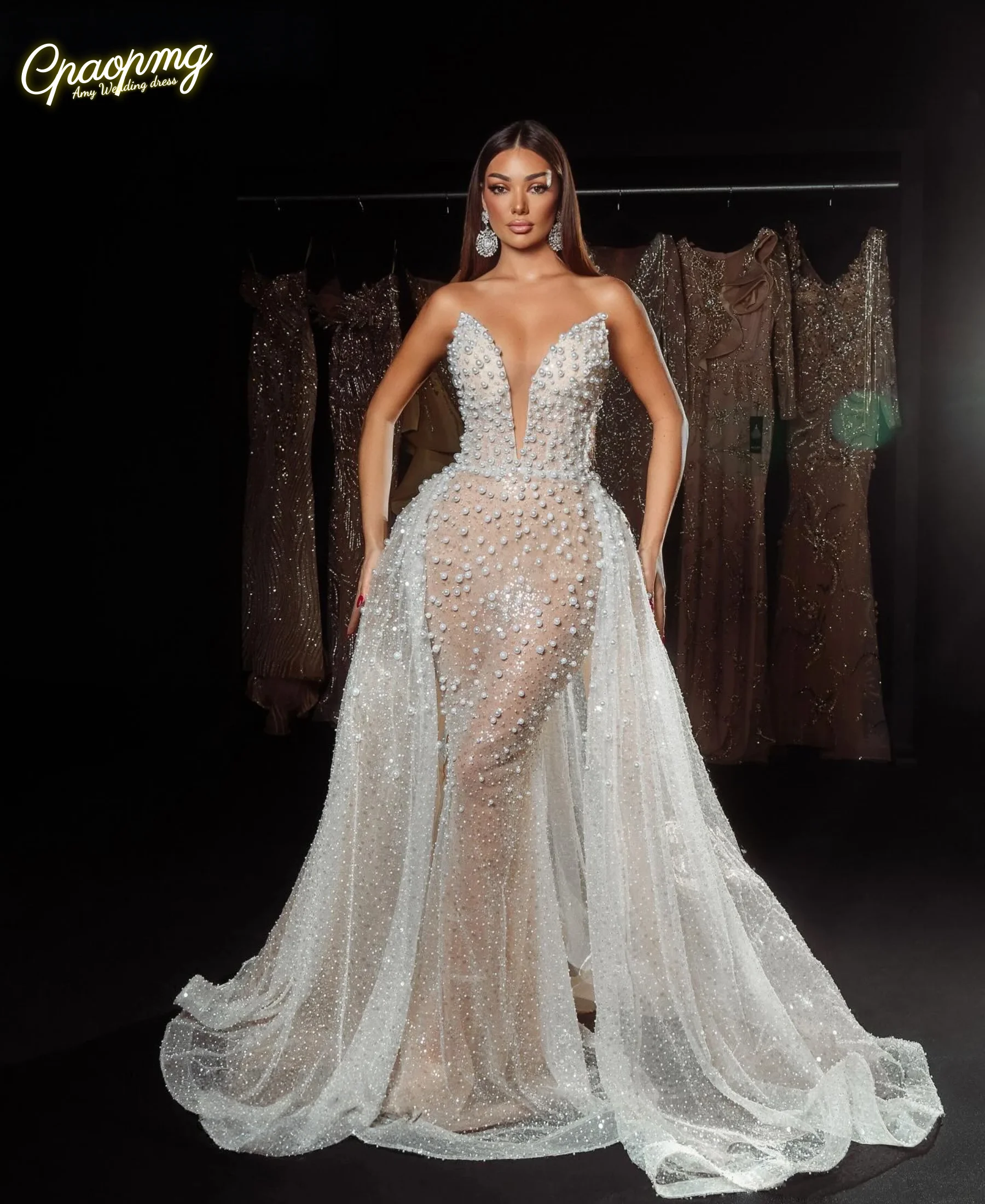 Индивидуальные новые элегантные вечерние платья с блестками и съемным шлейфом Классические обручальные платья русалки с жемчугом
Индивидуальные новые элегантные вечерние платья с блестками и съемным шлейфом Классические обручальные платья русалки с жемчугом