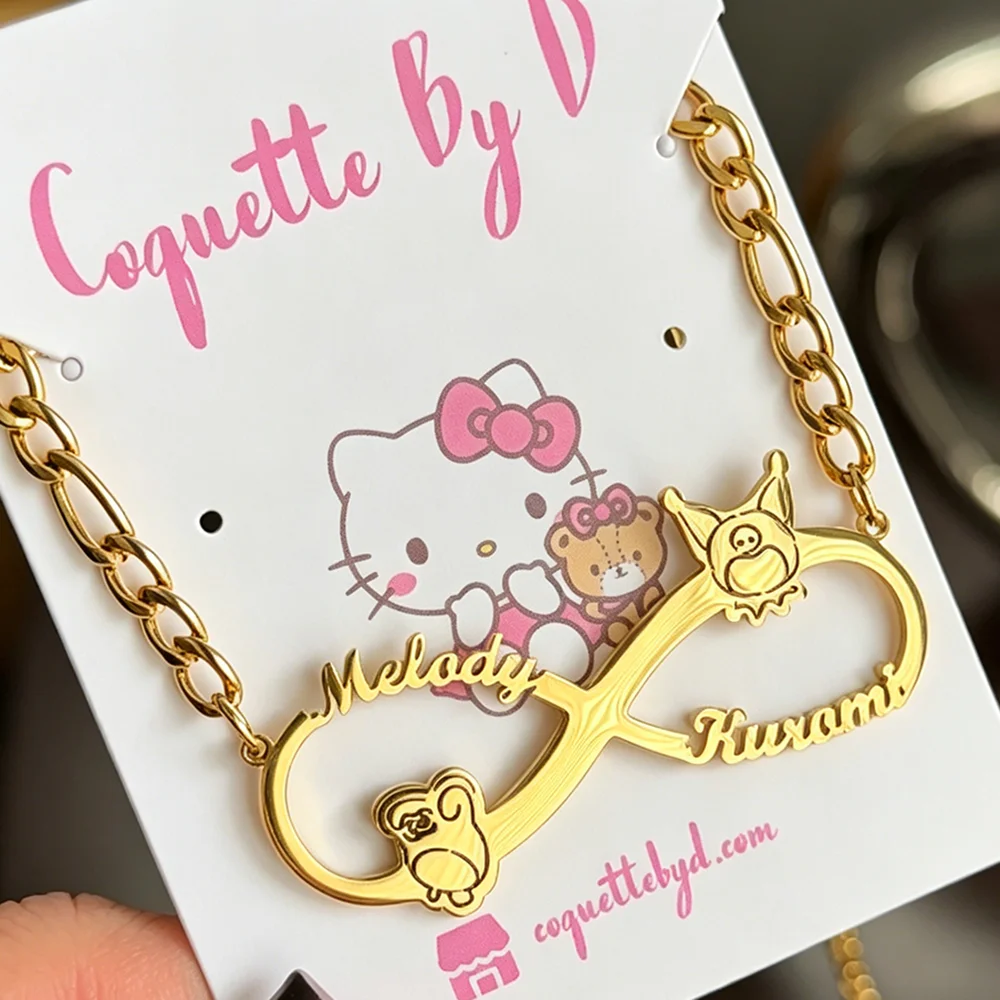 Stainless Steel Infinity Symbol Necklace Sanrio Kuromi My Melody Custom Two Name Pendant Kawaii Cartoon Jewelry Gift For Women
Stainless Steel Infinity Symbol Necklace Sanrio Kuromi My Melody Custom Two Name Pendant Kawaii Cartoon Jewelry Gift For Women