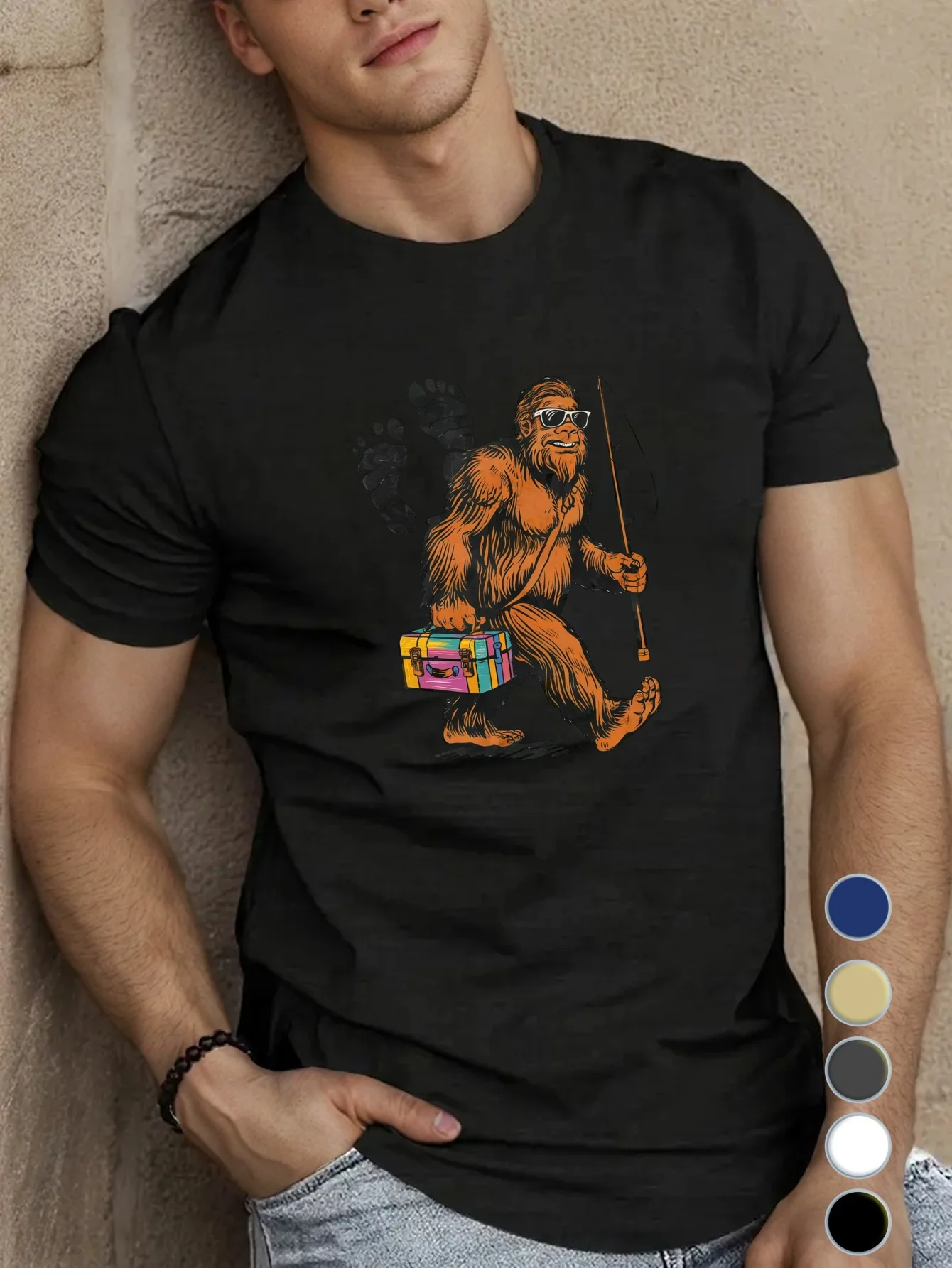 Bigfoot Fishing Tee - Men's 220g Cotton Graphic T-Shirt Cool Sasquatch Design Perfect for Everyday Wear &
Bigfoot Fishing Tee - Men's 220g Cotton Graphic T-Shirt Cool Sasquatch Design Perfect for Everyday Wear &
