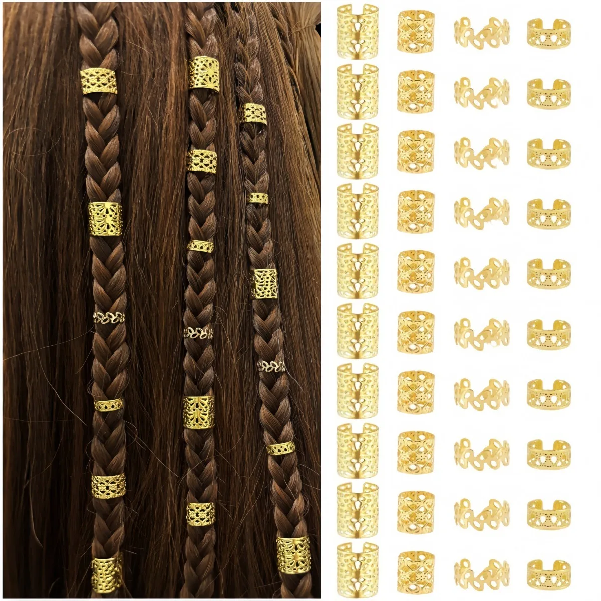 40pcs/bag Gold Sunflower DIY Wig Dreadlocks Hair Rings - Hollow-Out Iron Hair Extension Rings Hair Accessory Set
40pcs/bag Gold Sunflower DIY Wig Dreadlocks Hair Rings - Hollow-Out Iron Hair Extension Rings Hair Accessory Set