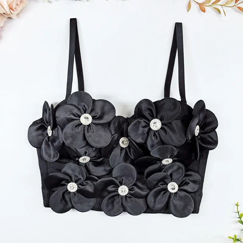 Stretch Camisole Tank Top for Women 3D Flower Sexy Crop Top Club Summer Clothes Crystal Corset One-piece Strap Bustier Top
Stretch Camisole Tank Top for Women 3D Flower Sexy Crop Top Club Summer Clothes Crystal Corset One-piece Strap Bustier Top