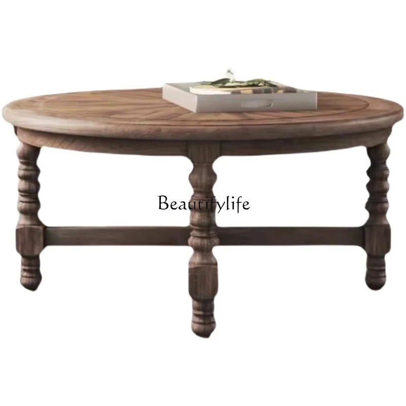 American retro solid wood carving coffee table simple small apartment household round
American retro solid wood carving coffee table simple small apartment household round