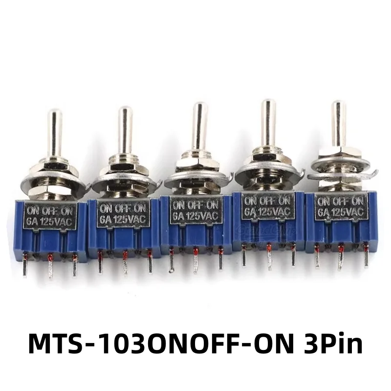 10Pcs MTS-103 Miniature Control Toggle Switch Single Pole Double Throw SPDT ON-OFF-ON 120VAC 6A 6mm Mounting Hole
10Pcs MTS-103 Miniature Control Toggle Switch Single Pole Double Throw SPDT ON-OFF-ON 120VAC 6A 6mm Mounting Hole