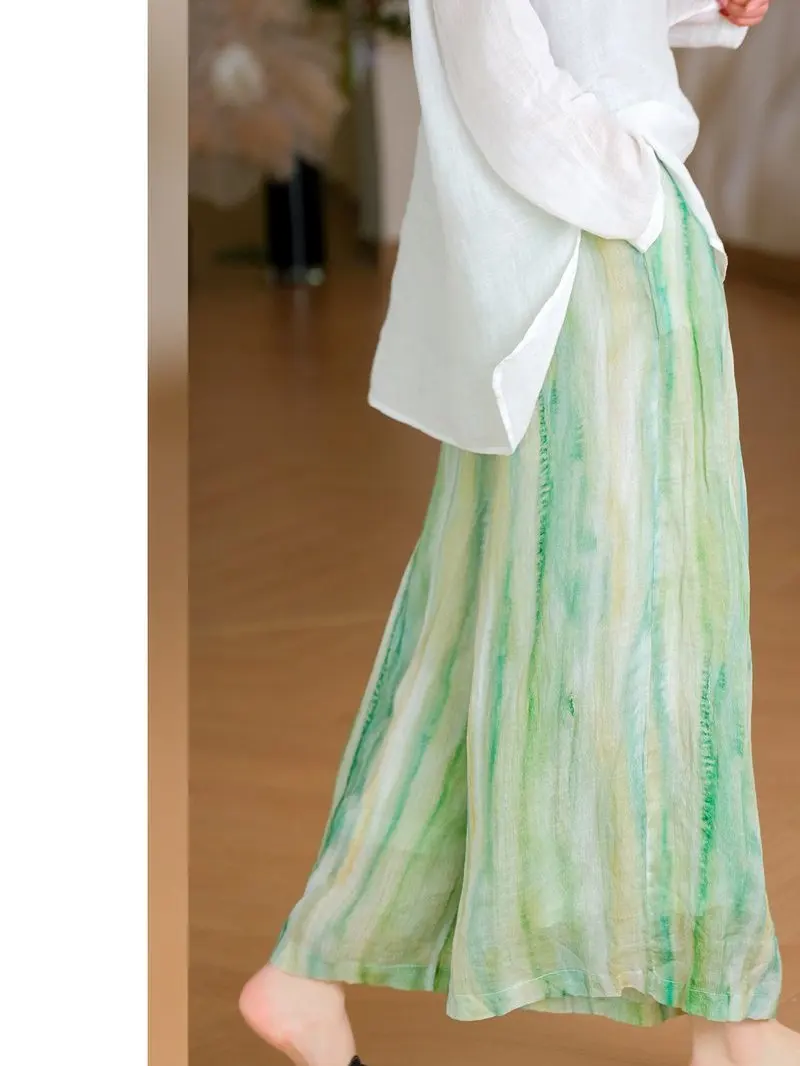 Lightweight Breathable Linen Stripe Wide Leg Pants Women's Summer Style Durable Comfortable Elastic Waist Casual Trousers
Lightweight Breathable Linen Stripe Wide Leg Pants Women's Summer Style Durable Comfortable Elastic Waist Casual Trousers