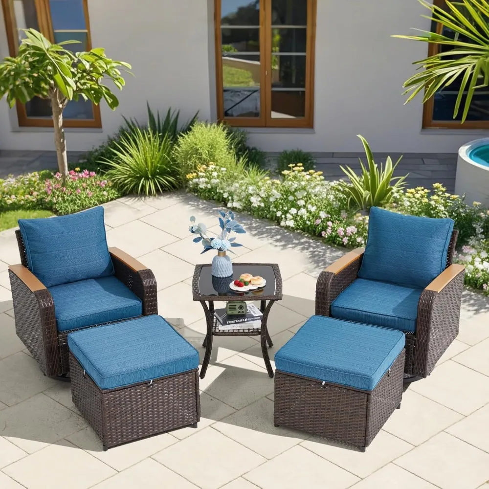 5-piece set of outdoor terrace furniture, rotating rocking chairs for gardens, porches, and backyards
5-piece set of outdoor terrace furniture, rotating rocking chairs for gardens, porches, and backyards