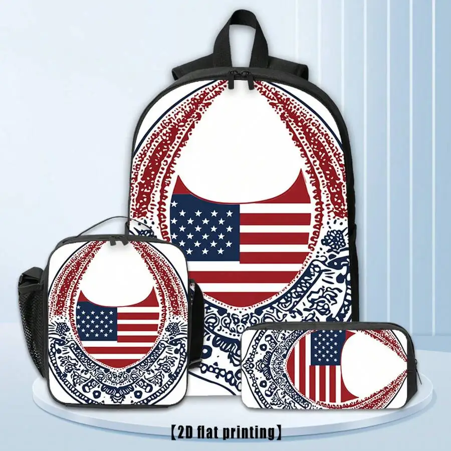 U-Shaped American Flag Backpack Set With Lunch Bag And Pouch Casual Travel Hiking Outdoor Three Piece Set
U-Shaped American Flag Backpack Set With Lunch Bag And Pouch Casual Travel Hiking Outdoor Three Piece Set
