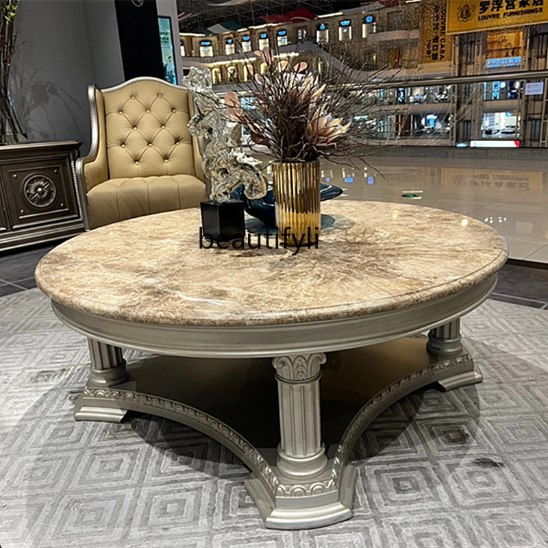 American-style Light Luxury Round Coffee Table European-style Full Solid Wood Carved Vintage Marble Coffee Table
American-style Light Luxury Round Coffee Table European-style Full Solid Wood Carved Vintage Marble Coffee Table
