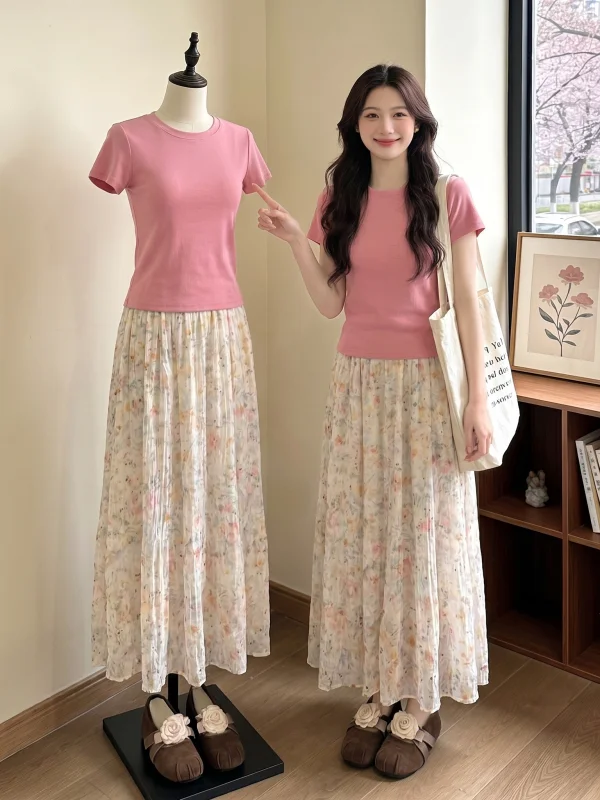 plus Size Women's Fashion Summer Outfit Pink Floral Short Sleeve Two Piece Set Beautiful Casual Commute Style Medium Weight
plus Size Women's Fashion Summer Outfit Pink Floral Short Sleeve Two Piece Set Beautiful Casual Commute Style Medium Weight