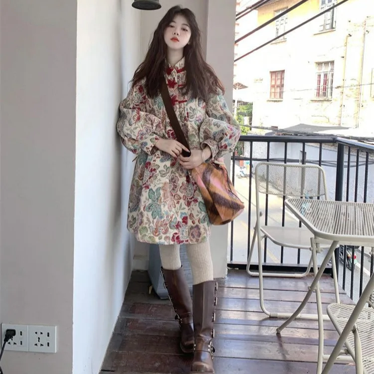 New Year's high-end feeling, new Chinese palace style jacquard dress, autumn and winter new style, loose and warm fluffy skirt f
New Year's high-end feeling, new Chinese palace style jacquard dress, autumn and winter new style, loose and warm fluffy skirt f