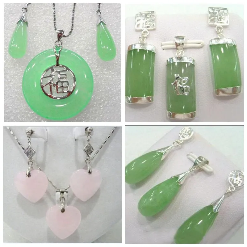 Ladies Jewelry Set Green Jade/Pink Jade Gmestone Necklace Earrings Set
Ladies Jewelry Set Green Jade/Pink Jade Gmestone Necklace Earrings Set