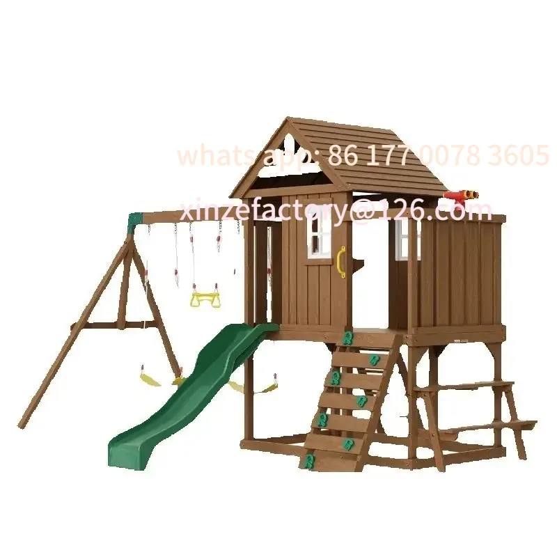 Customizable Wooden Swing Set 9/10 IN 1 Outdoor Playground Sets for Backyards 2 Swings Trapeze Bar 6 FT Slide Large Upp
Customizable Wooden Swing Set 9/10 IN 1 Outdoor Playground Sets for Backyards 2 Swings Trapeze Bar 6 FT Slide Large Upp