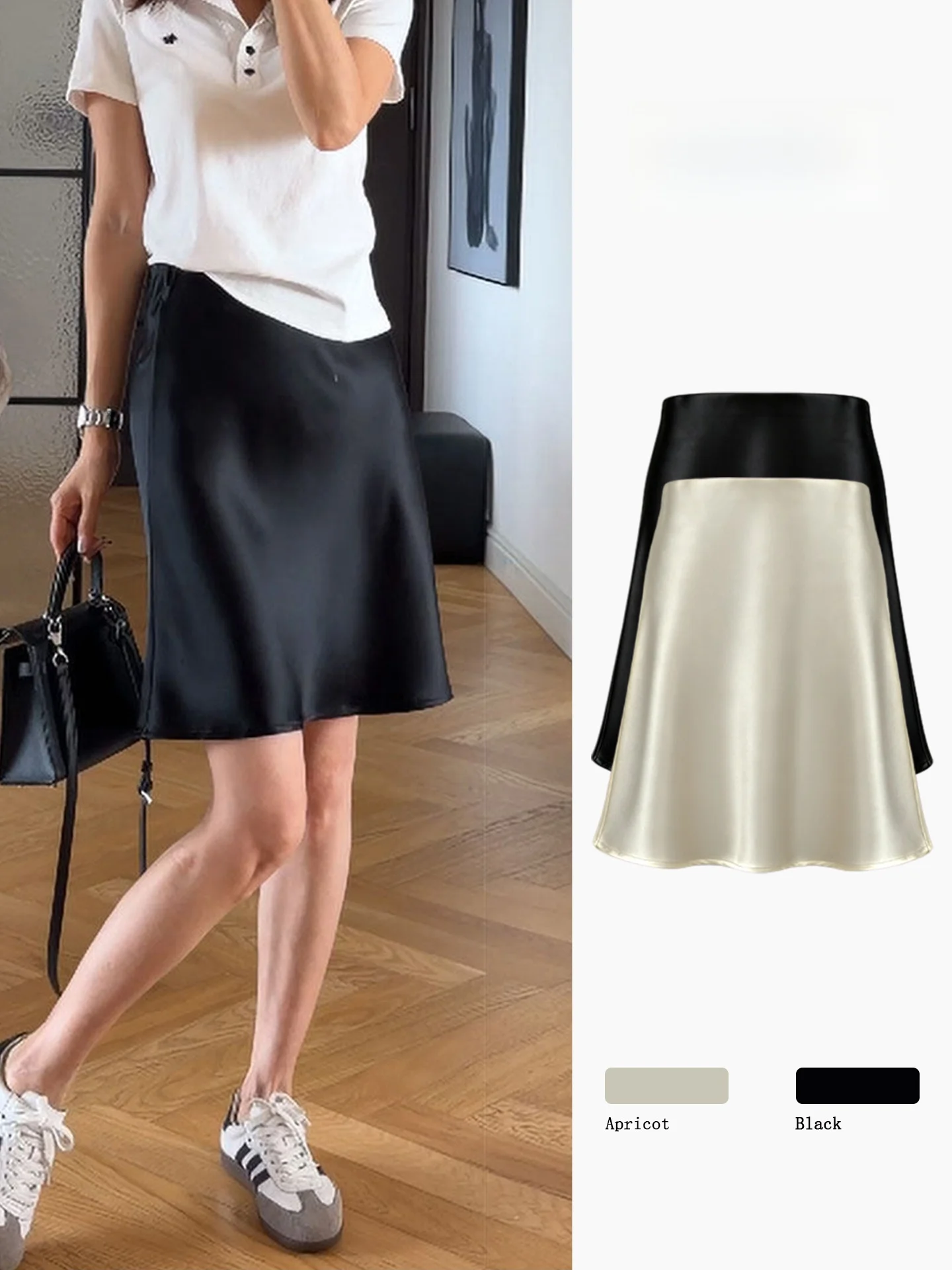 High-End Women's Satin Short Skirt High Waist Shiny Surface Commute Slimming Drapey Half-length A-Line Skirt Summer New Style
High-End Women's Satin Short Skirt High Waist Shiny Surface Commute Slimming Drapey Half-length A-Line Skirt Summer New Style