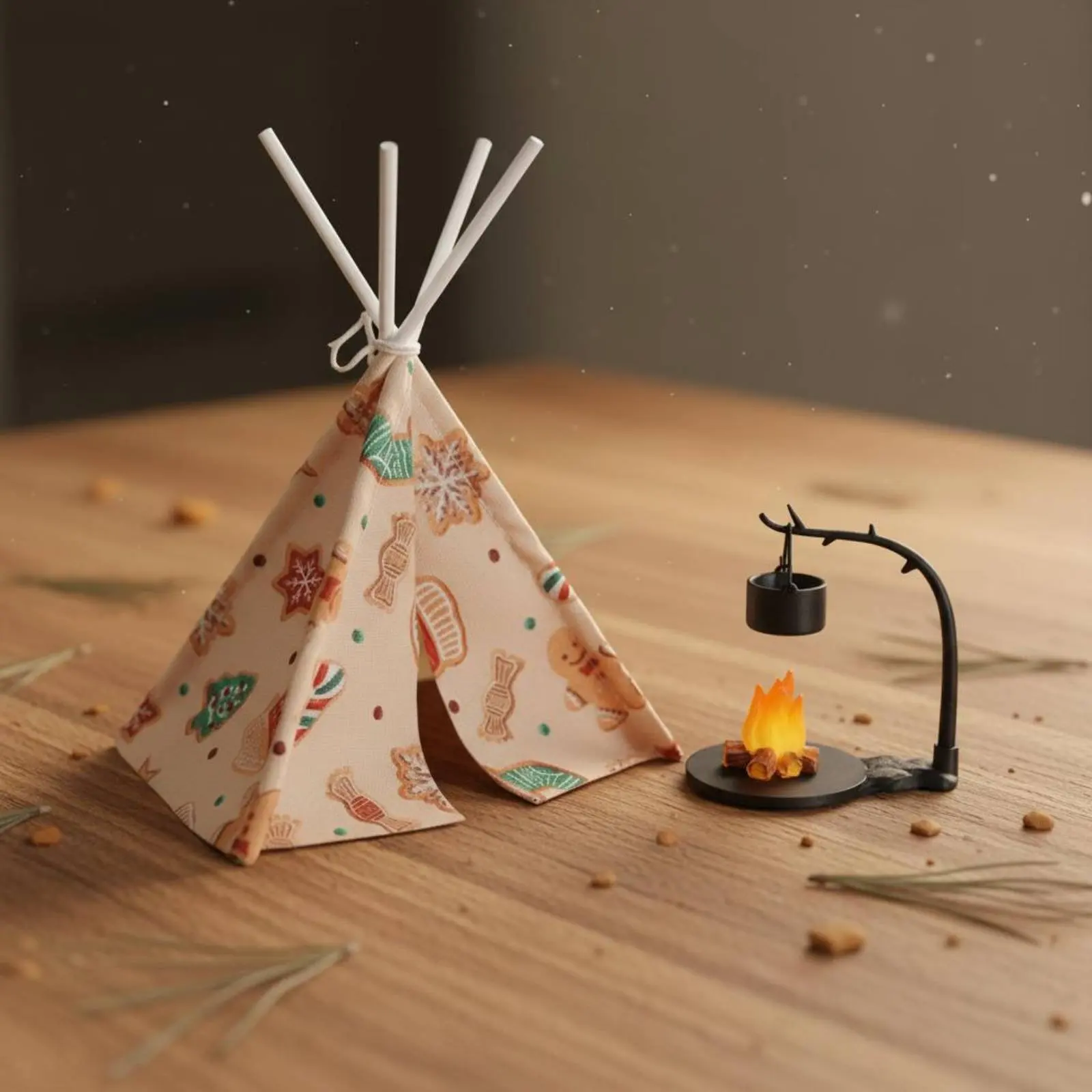 Dollhouse Teepee Tent Highly Detailed Christmas Dollhouse Scene Fake Fire Decoration Realistic Design Resin Campfire Prop
Dollhouse Teepee Tent Highly Detailed Christmas Dollhouse Scene Fake Fire Decoration Realistic Design Resin Campfire Prop