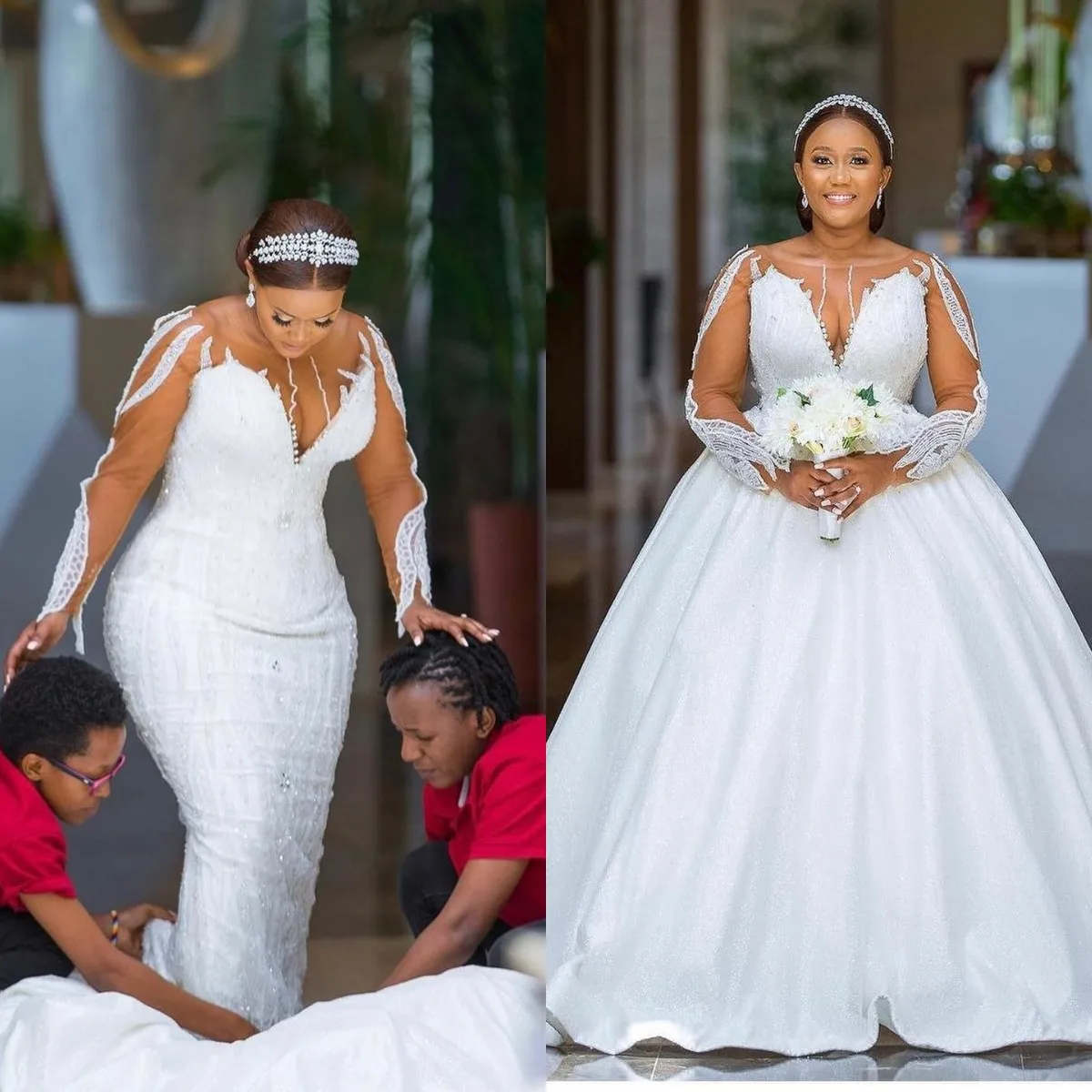 Modern Scoop Lace Appliques Beads African Vestidos De Noiva Bridal Gown with Removeable Skirt Long Sleeves Wedding Dress
Modern Scoop Lace Appliques Beads African Vestidos De Noiva Bridal Gown with Removeable Skirt Long Sleeves Wedding Dress