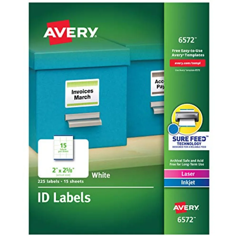 ID Labels Sure Feed Technology Permanent Adhesive 2" x 2-5/8" 5 Packs 6572
ID Labels Sure Feed Technology Permanent Adhesive 2" x 2-5/8" 5 Packs 6572