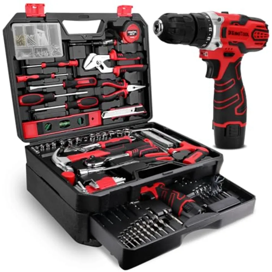 276-Piece Tool Set Kit - Tool kit with 12V Cordless Power Drill Driver Toolbox Storage Case with Drawer, Drill Set Perfect for
276-Piece Tool Set Kit - Tool kit with 12V Cordless Power Drill Driver Toolbox Storage Case with Drawer, Drill Set Perfect for