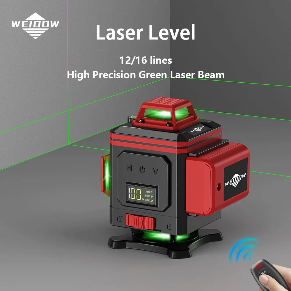 WEIDDW 4D 16 Lines Laser Level Horizontal Vertical with Remote Control 360°Self-Leveling Professiona Laser Levels Tools
WEIDDW 4D 16 Lines Laser Level Horizontal Vertical with Remote Control 360°Self-Leveling Professiona Laser Levels Tools