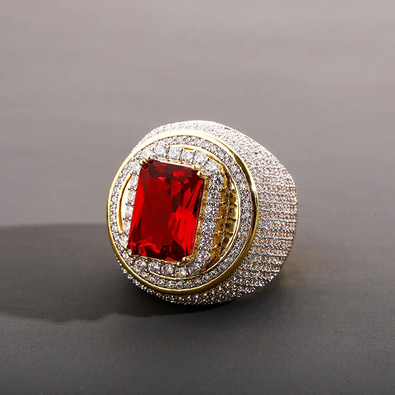 Hip-Hop Classic Gold Color Plated Cubic Zircon Big Red Stone Ring Personality Fashion Men Women Jewelry Lover Gift
Hip-Hop Classic Gold Color Plated Cubic Zircon Big Red Stone Ring Personality Fashion Men Women Jewelry Lover Gift