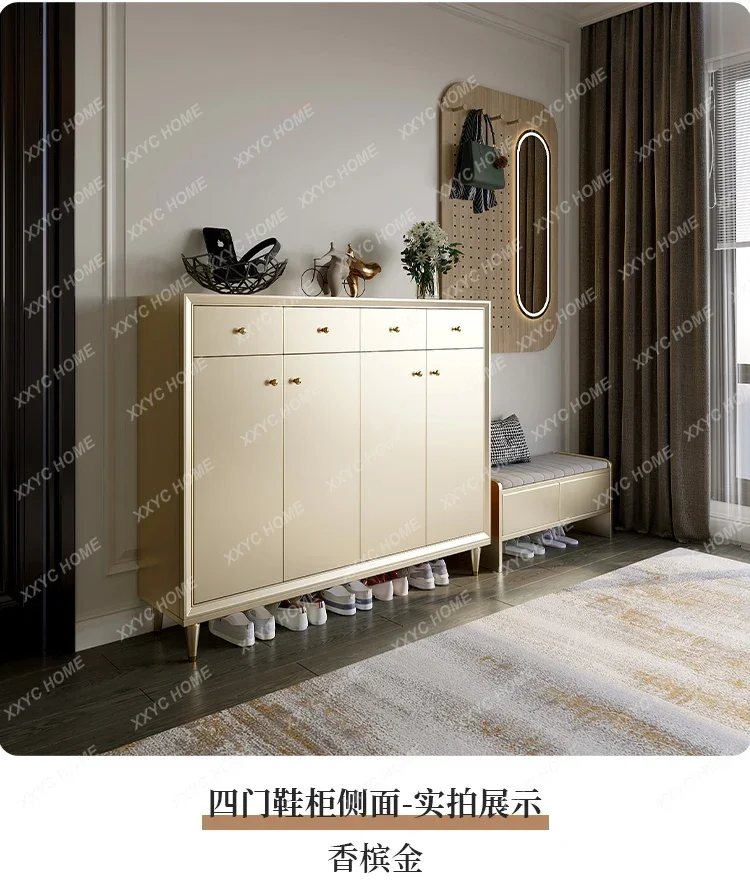 Solid wood shoe cabinet, home entrance against the wall, light luxury, high-end shoe rack, special large-capacity integration F
Solid wood shoe cabinet, home entrance against the wall, light luxury, high-end shoe rack, special large-capacity integration F