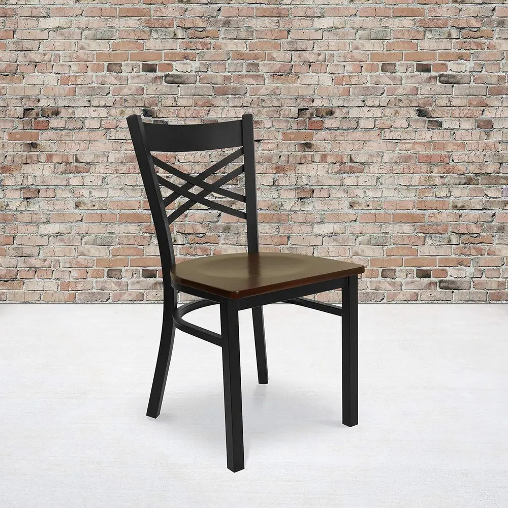 Set of 2 Black Metal Dining Chairs with Wooden Seats
Set of 2 Black Metal Dining Chairs with Wooden Seats