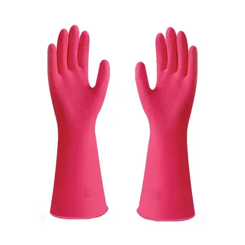 Wielorazowe gumowe rękawice do mycia naczyń, antypoślizgowe rękawice kuchenne z flokowaną wyściółką dla kobiet i mężczyzn.