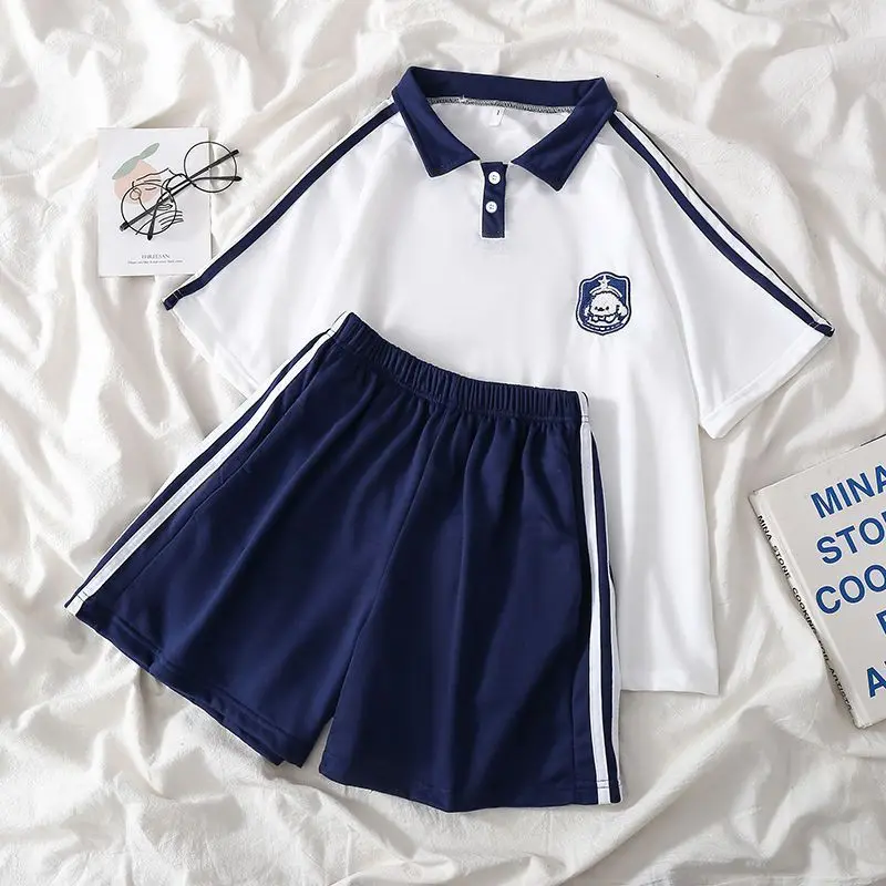 Summer Sweet Student Uniforms Turndown Collar Short Sleeved Polo T-shirt + Loose Short Two Piece Sets Womens Outifits Y2k Suits
Summer Sweet Student Uniforms Turndown Collar Short Sleeved Polo T-shirt + Loose Short Two Piece Sets Womens Outifits Y2k Suits