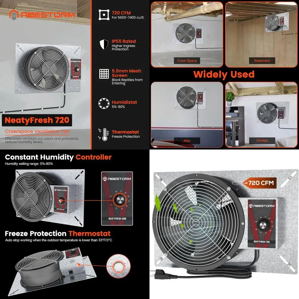 10 IP55 Rated Air Low Ceiling Vent Fan with Humidity Control for Cl Space, Basement, Garage, Attic
10 IP55 Rated Air Low Ceiling Vent Fan with Humidity Control for Cl Space, Basement, Garage, Attic