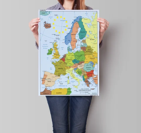 EUROPE MAPS POSTER EDUCATIONAL SCHOOL Print Poster Wall Art Home Decorative painting
