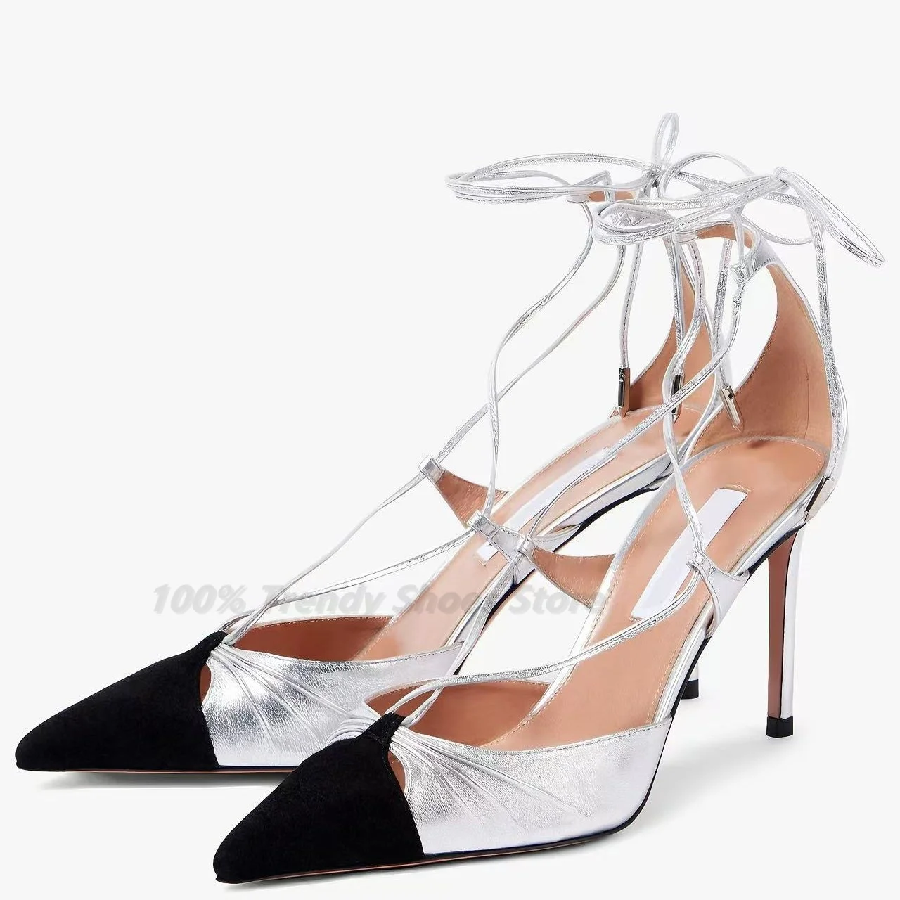 Black and silver color blocke Strap High Heels for Women Classic Versatile High-end Pointed Toe Pumps for women slim heels
Black and silver color blocke Strap High Heels for Women Classic Versatile High-end Pointed Toe Pumps for women slim heels