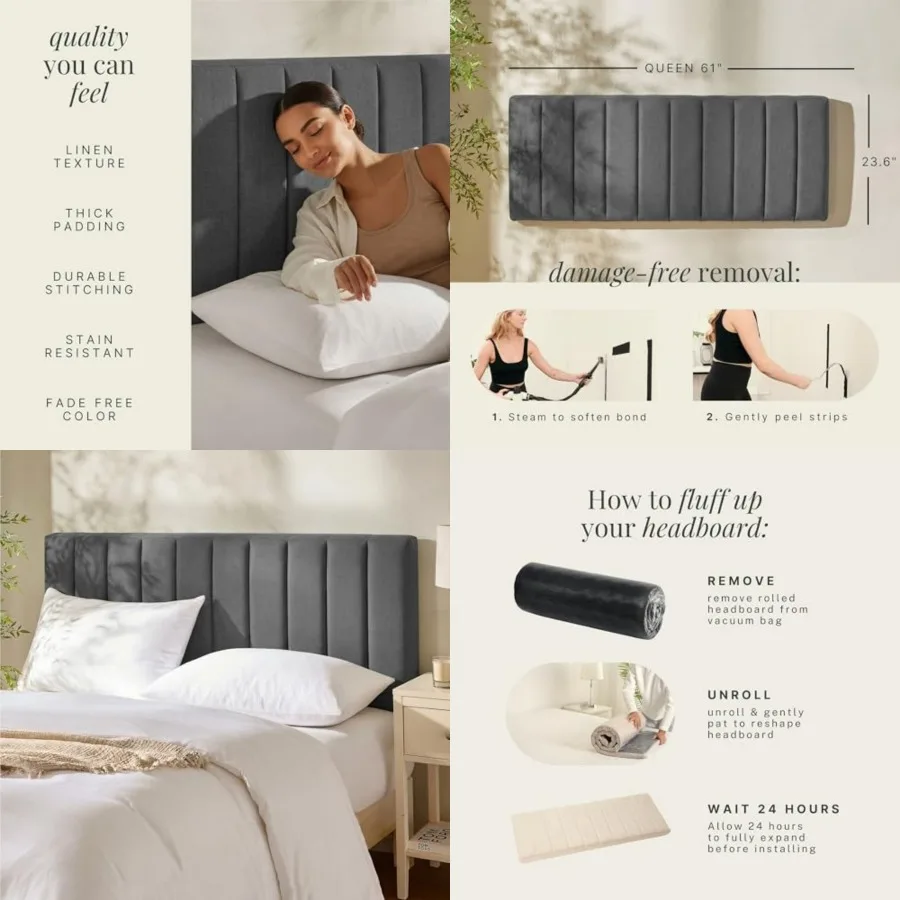 Upholstered Headboard - Easy Assemble Channel Stitched Headboard Size - Wall Mounted Headboards with 3D Soundproof Wall Panels
Upholstered Headboard - Easy Assemble Channel Stitched Headboard Size - Wall Mounted Headboards with 3D Soundproof Wall Panels