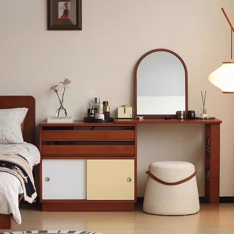 Solid wood small apartment bedroom creative storage integrated corner retro makeup table
Solid wood small apartment bedroom creative storage integrated corner retro makeup table