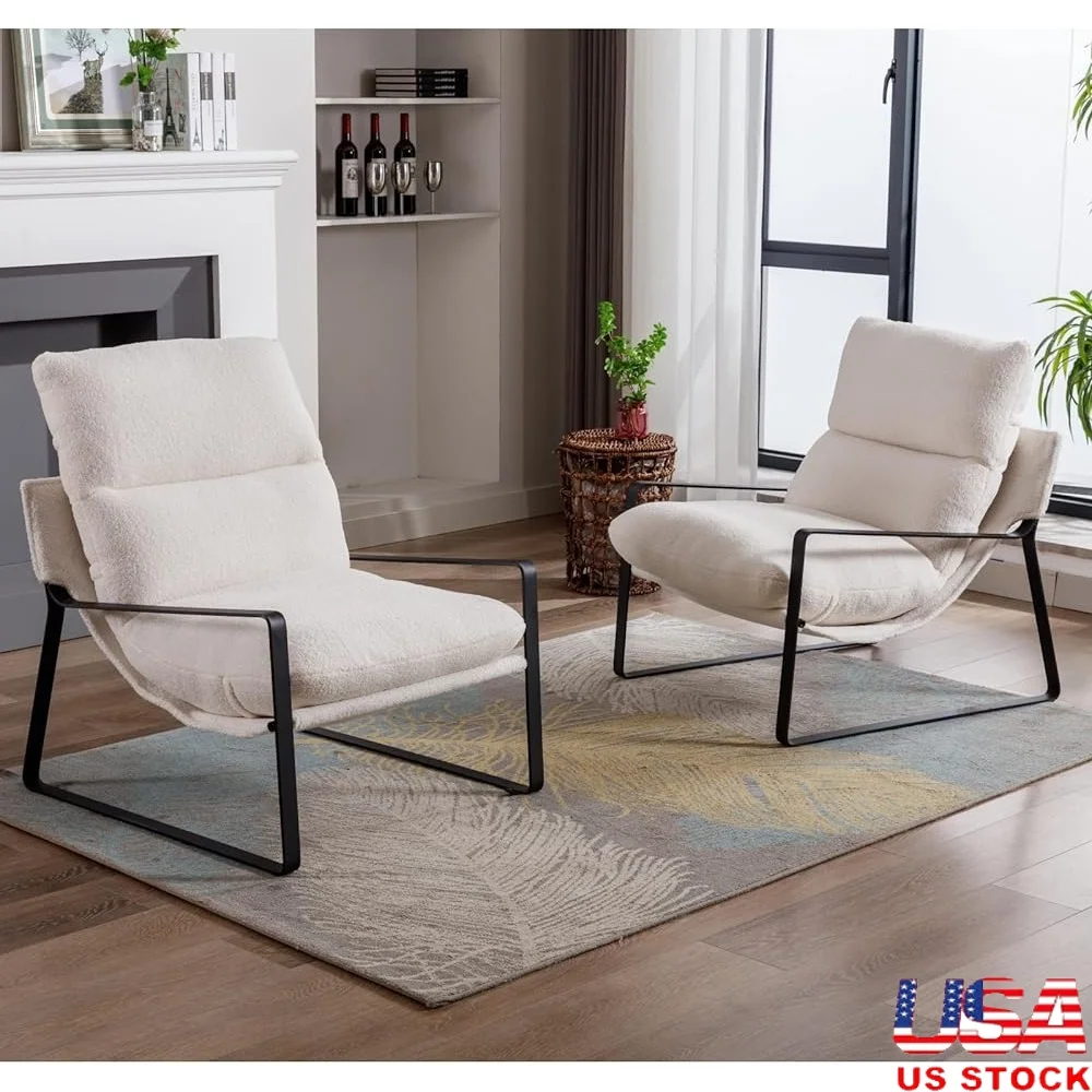 Modern Sherpa Armchair Set of 2 Upholstered Accent Chairs Comfortable Cushioned Sofa Chairs with Metal Base Living Room
Modern Sherpa Armchair Set of 2 Upholstered Accent Chairs Comfortable Cushioned Sofa Chairs with Metal Base Living Room