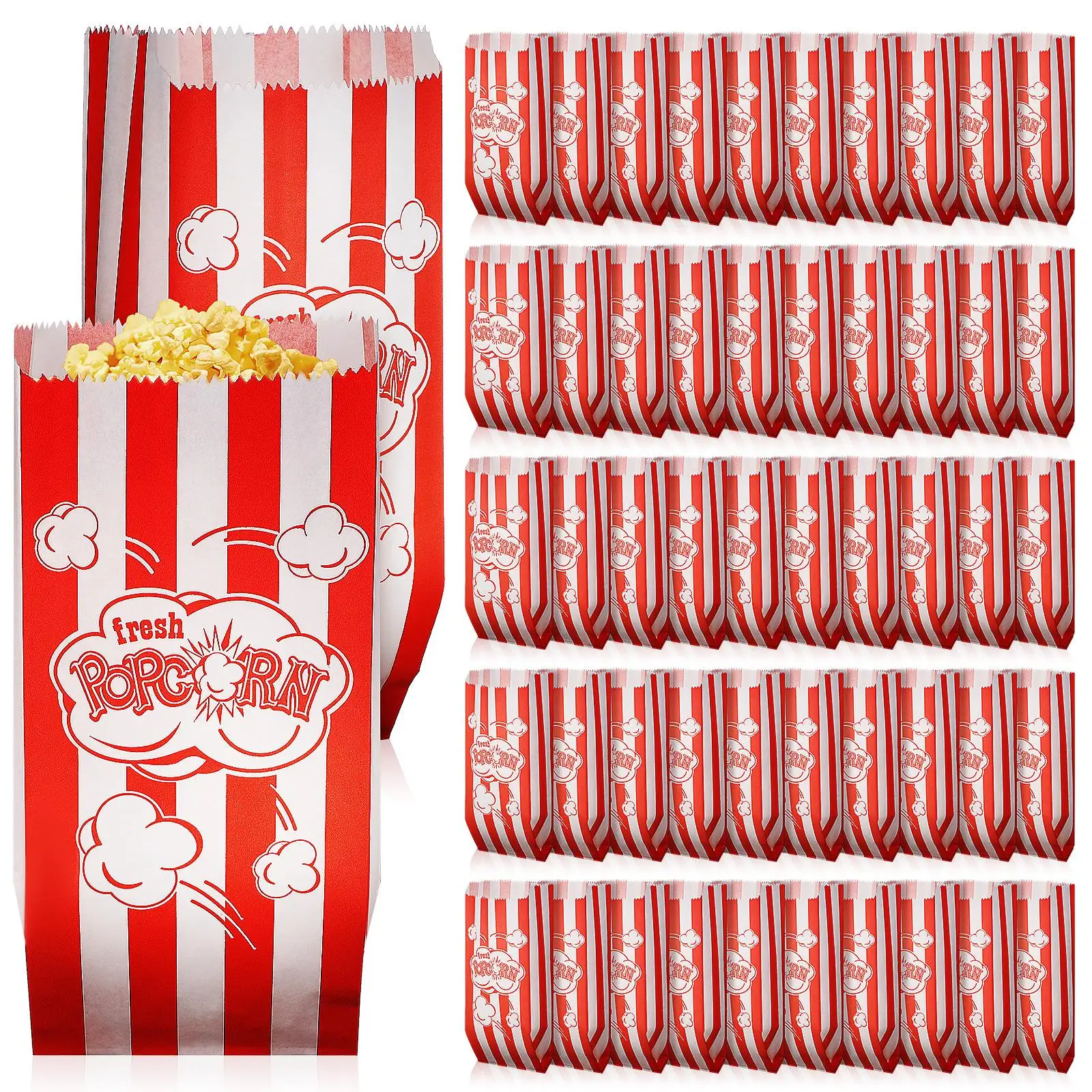 100 Pcs Packing Bag Stripe Popcorn Container Bags Large Snack Individual Food Snacks Paper Package Gift Small
100 Pcs Packing Bag Stripe Popcorn Container Bags Large Snack Individual Food Snacks Paper Package Gift Small