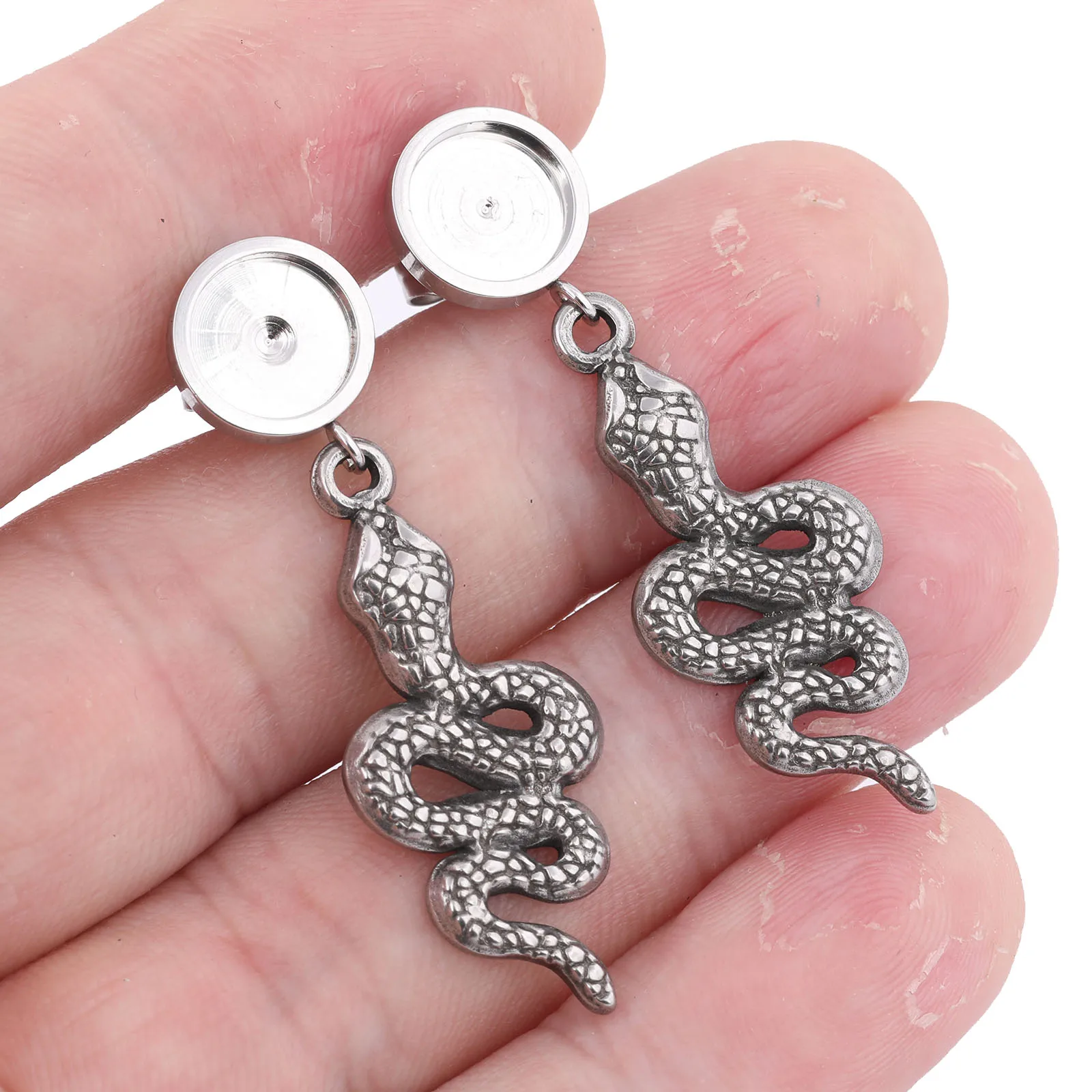 6pcs Stainless Steel Fit 8mm Cabochon Earring Base Blanks Studs With Snake Charms Diy Jewelry Making Accessories
6pcs Stainless Steel Fit 8mm Cabochon Earring Base Blanks Studs With Snake Charms Diy Jewelry Making Accessories