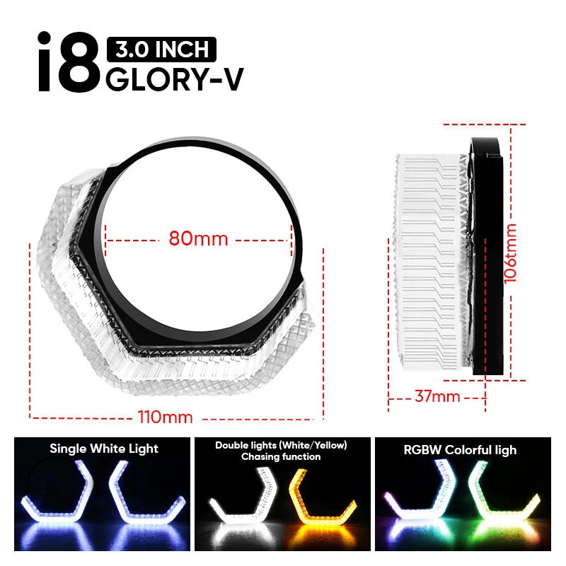 2.5" 3" 5D Crystal Angel Eye Halo Ring Shrouds LED Projector Lenses Headlight WRGB DRL With Turn Signal Light Yellow APP Control
2.5" 3" 5D Crystal Angel Eye Halo Ring Shrouds LED Projector Lenses Headlight WRGB DRL With Turn Signal Light Yellow APP Control
