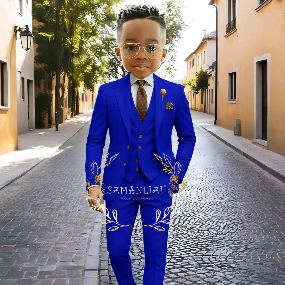 Formal Royal Blue Boys Suit 3 Piece Party Wedding Tuxedos Child Jacket Pants Vest Custom Made Kids Costume 2-16 years old
Formal Royal Blue Boys Suit 3 Piece Party Wedding Tuxedos Child Jacket Pants Vest Custom Made Kids Costume 2-16 years old