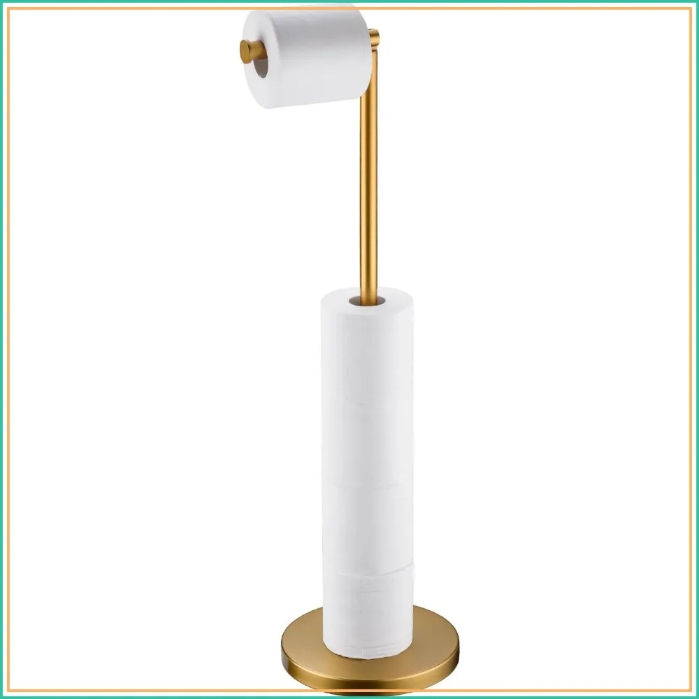 Stainless Steel Toilet Paper Holder Stand with Heavy Base, Rustproof, No Drilling, Brushed Brass
Stainless Steel Toilet Paper Holder Stand with Heavy Base, Rustproof, No Drilling, Brushed Brass