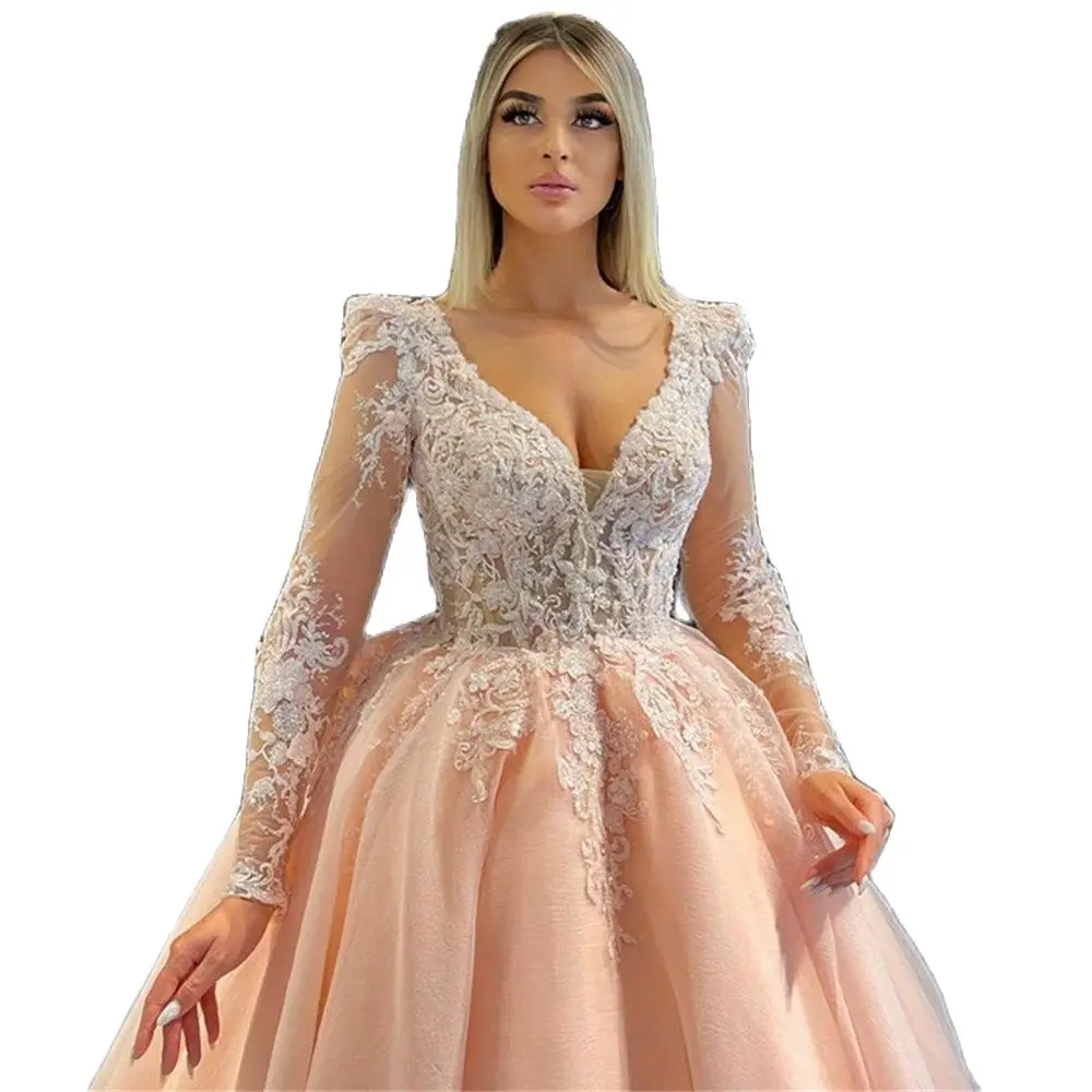New Long Sleeves Evening Dress Sexy V Neck Long Sleeves Arabic Prom Formal Dress Lace Appliques Women Evening Gowns
New Long Sleeves Evening Dress Sexy V Neck Long Sleeves Arabic Prom Formal Dress Lace Appliques Women Evening Gowns