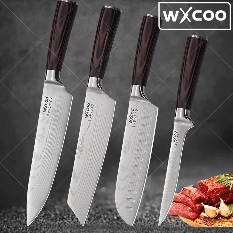 WXCOO Professional Japanese Chef Knife Set 7Cr17Mov Steel Fish Fruit Santoku Knife Butcher Boning Meat Cleaver Kitchen Knife
WXCOO Professional Japanese Chef Knife Set 7Cr17Mov Steel Fish Fruit Santoku Knife Butcher Boning Meat Cleaver Kitchen Knife
