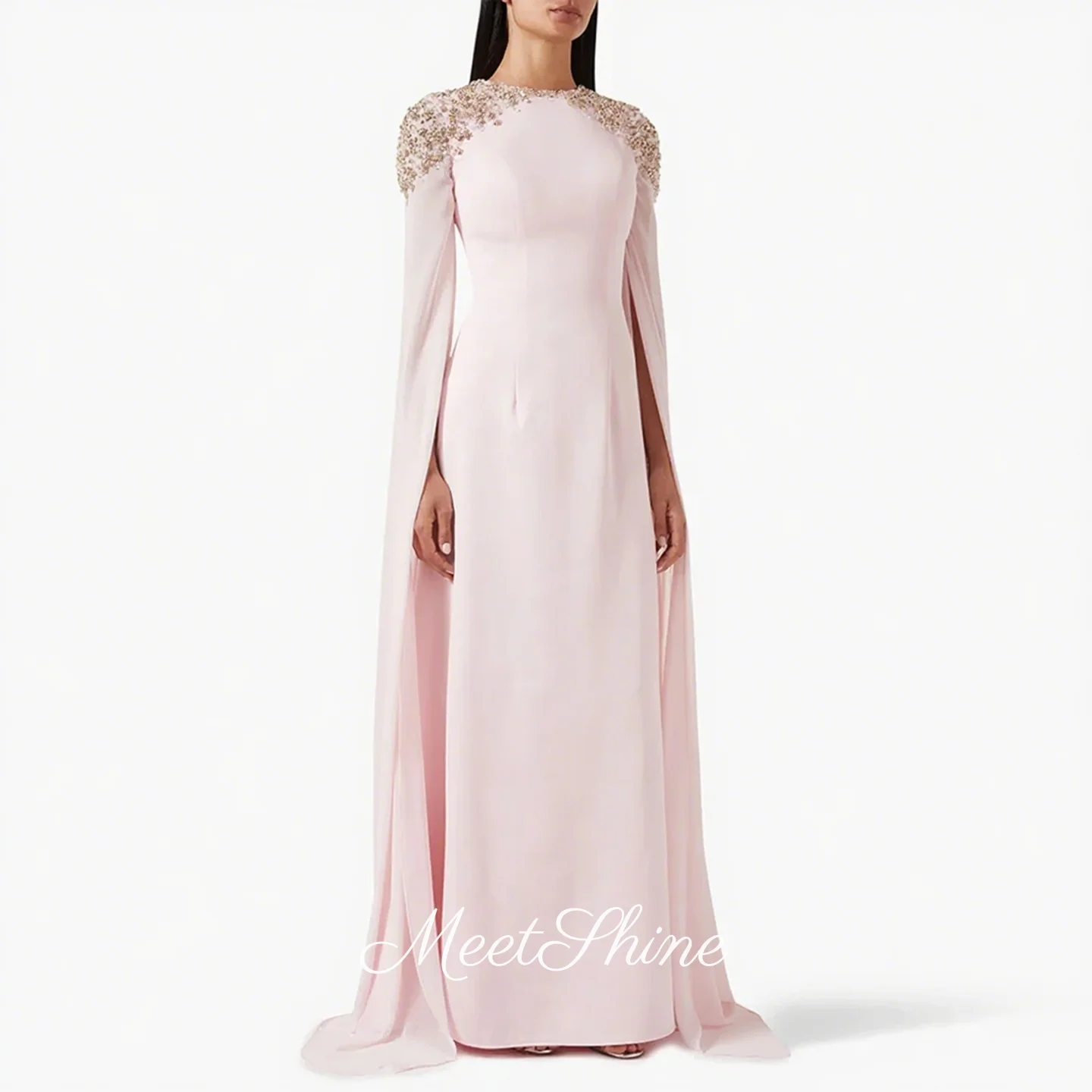 Modern Pale Pink Elegant Long Sleeve O-Neck Beading Mermaid Evening Dress for Women Simple Formal Wedding Prom Dress Customized
Modern Pale Pink Elegant Long Sleeve O-Neck Beading Mermaid Evening Dress for Women Simple Formal Wedding Prom Dress Customized