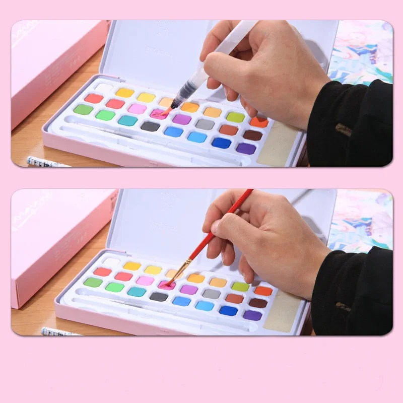24/18 colors Iron box solid watercolor pigment Powder cake art painting supplies children's paint brush 9/7 pcs/set Art Supplies
24/18 colors Iron box solid watercolor pigment Powder cake art painting supplies children's paint brush 9/7 pcs/set Art Supplies