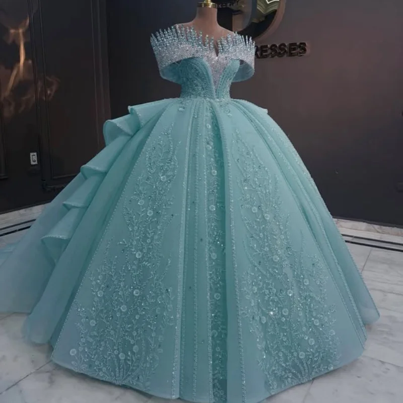 Shiny Light Blue Quinceanera Dresses Off the Shoulder Crystal Sequin Decal Long tail Vestido De 15 Quinceanera Customize
Shiny Light Blue Quinceanera Dresses Off the Shoulder Crystal Sequin Decal Long tail Vestido De 15 Quinceanera Customize