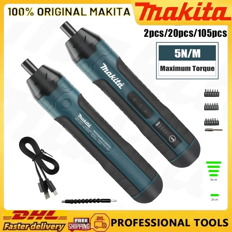 Makita Cordless Electric Screwdriver 2pcs/20pcs/105pcs | 3.6V 5N.m Torque | 1/4" Chuck | 1300mAh Li - ion Battery
Makita Cordless Electric Screwdriver 2pcs/20pcs/105pcs | 3.6V 5N.m Torque | 1/4" Chuck | 1300mAh Li - ion Battery