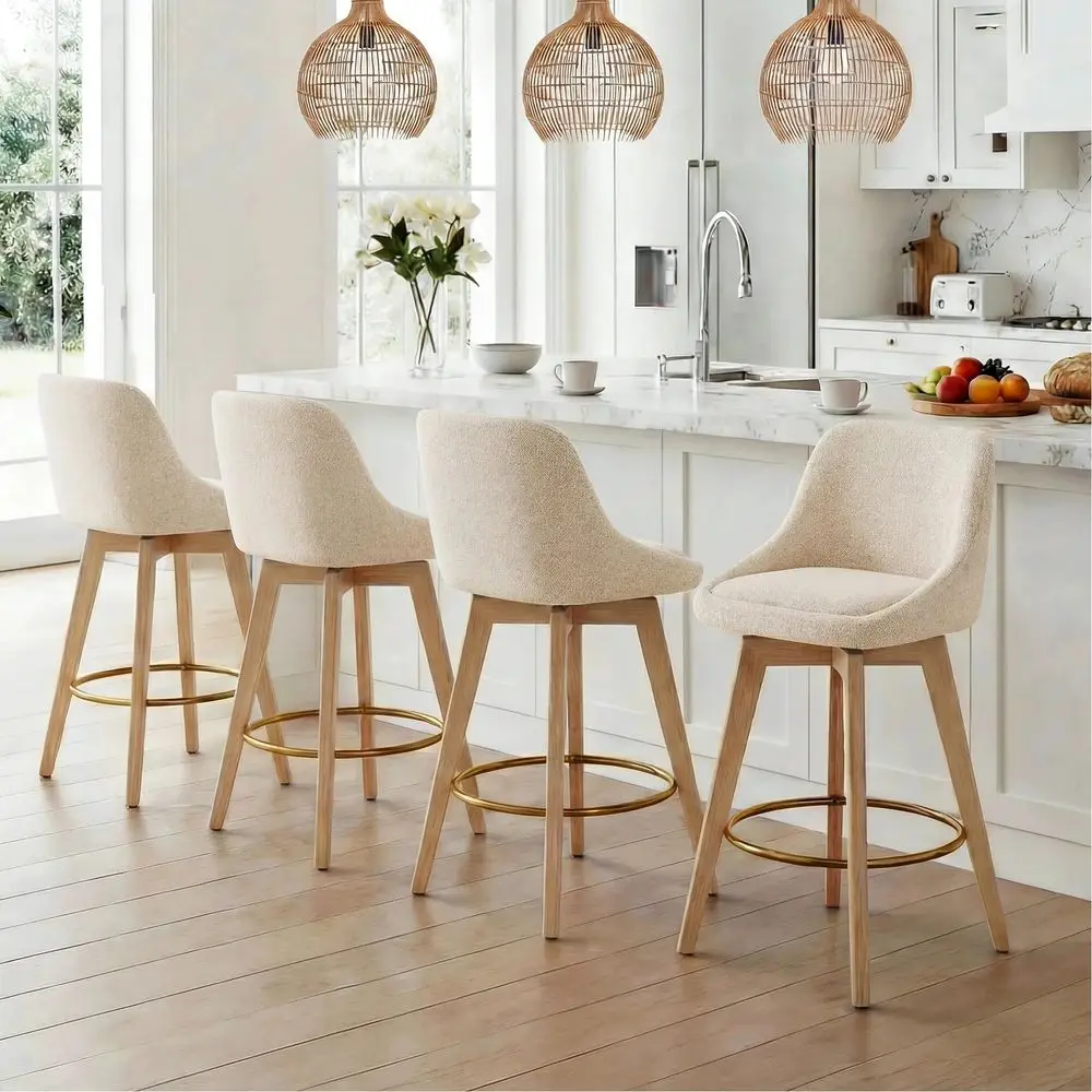 Swivel Counter Height Stools Set of 4, 26 Wooden Barstools with Back amp Solid Wood Legs, Modern Upholstered Bar Stools for Kit
Swivel Counter Height Stools Set of 4, 26 Wooden Barstools with Back amp Solid Wood Legs, Modern Upholstered Bar Stools for Kit