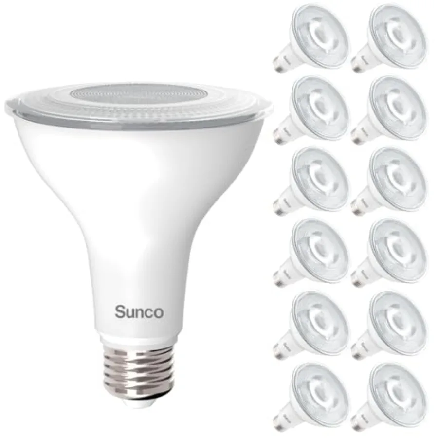 Sunco 12 Pack PAR30 Long Neck LED Flood Light Bulbs 11W 75W Equivalent High Output 1200 Lumens Dimmable E26 Base Indoor Outdoor
Sunco 12 Pack PAR30 Long Neck LED Flood Light Bulbs 11W 75W Equivalent High Output 1200 Lumens Dimmable E26 Base Indoor Outdoor